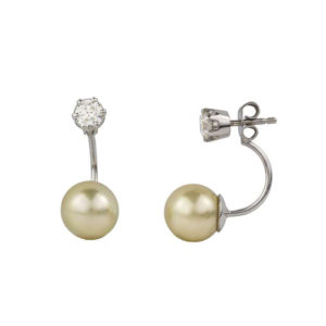 18k White Gold Pearl and Diamond Ear Studs 18k White Gold Pearl and Diamond Ear Studs